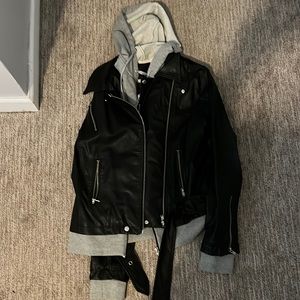 Hooded leather jacket